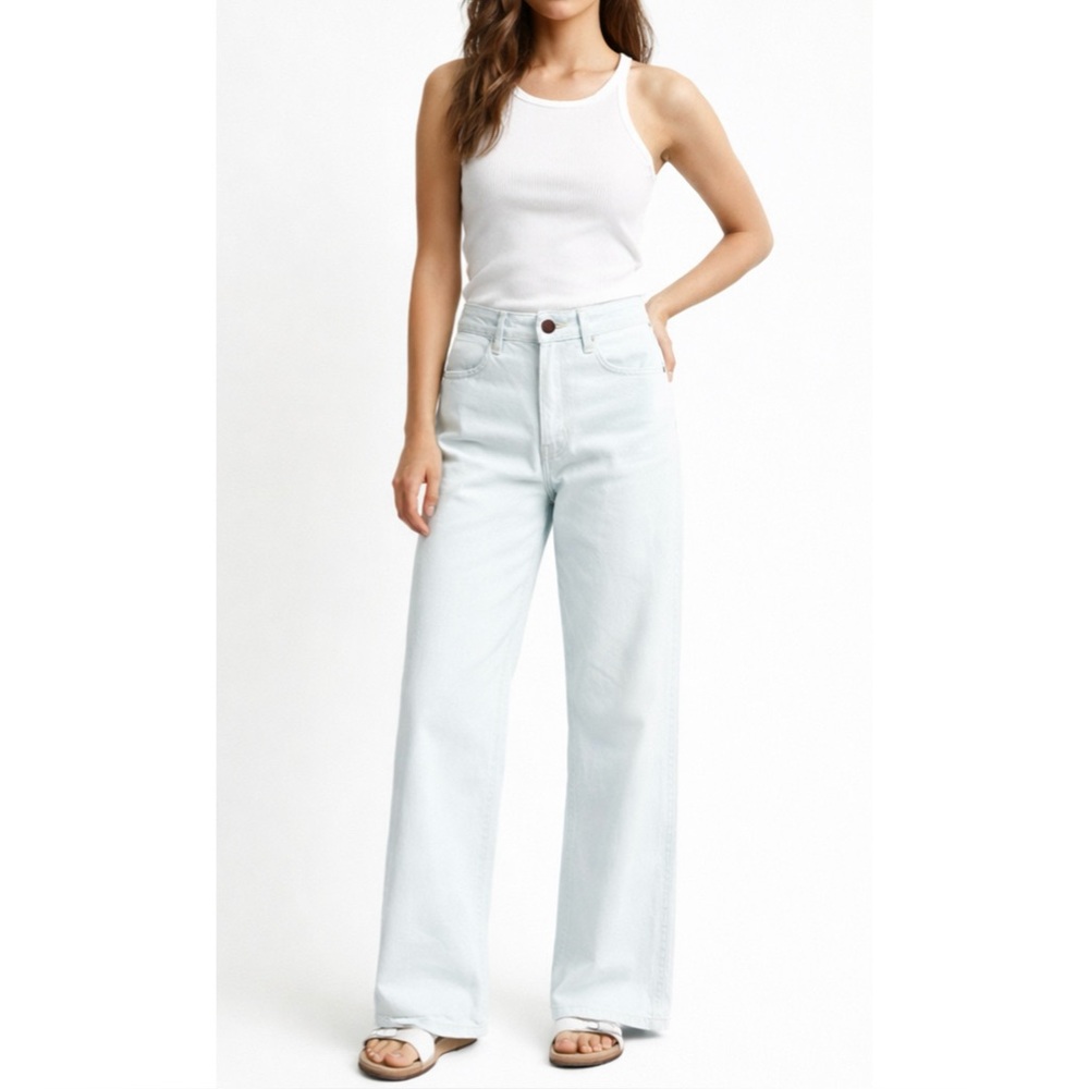 WEWOREWHAT | NWT Utility Wide Leg Jeans in Super Bleached Icy Blue, Size 27